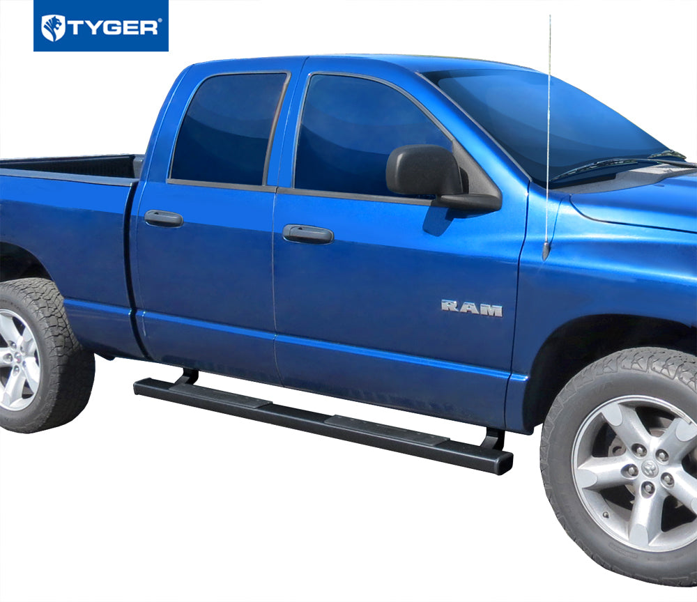 Tyger Auto, Tyger 4" Riser Step Bars Dodge Ram Quad Cab (2002-2009) Powder Coated Black