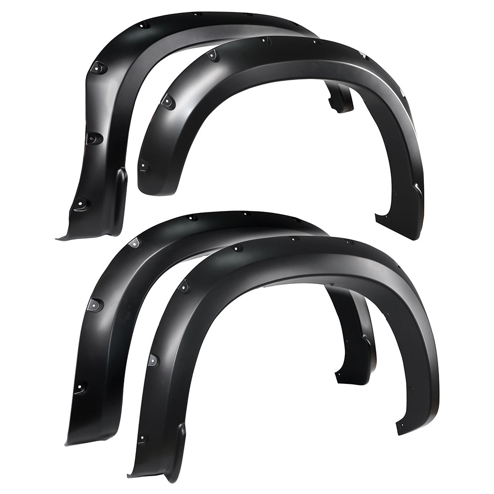 Tyger Auto, Tyger Bolt-Riveted Style Fender Flares Chevy Silverado 1500 Fleetside (19-21) 4PC Paintable Smooth Matte Black