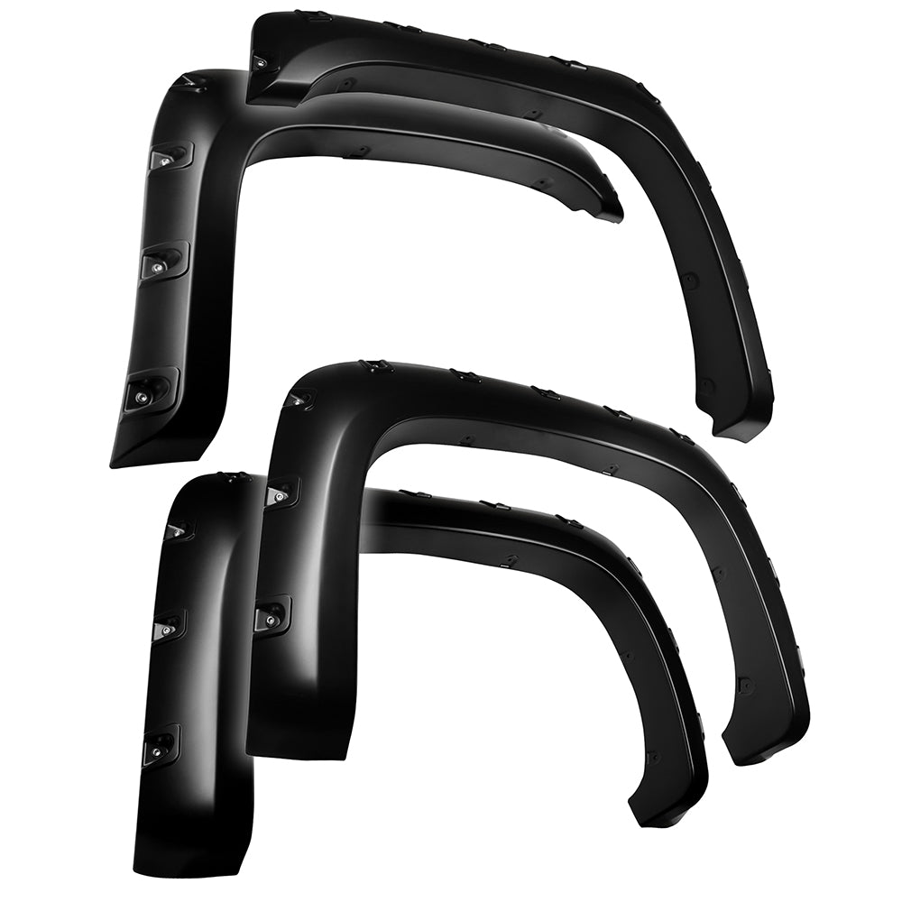 Tyger Auto, Tyger Bolt-Riveted Style Fender Flares Chevy Silverado 6.5' / 8' Bed (07-14) 4PC Paintable Smooth Matte Black