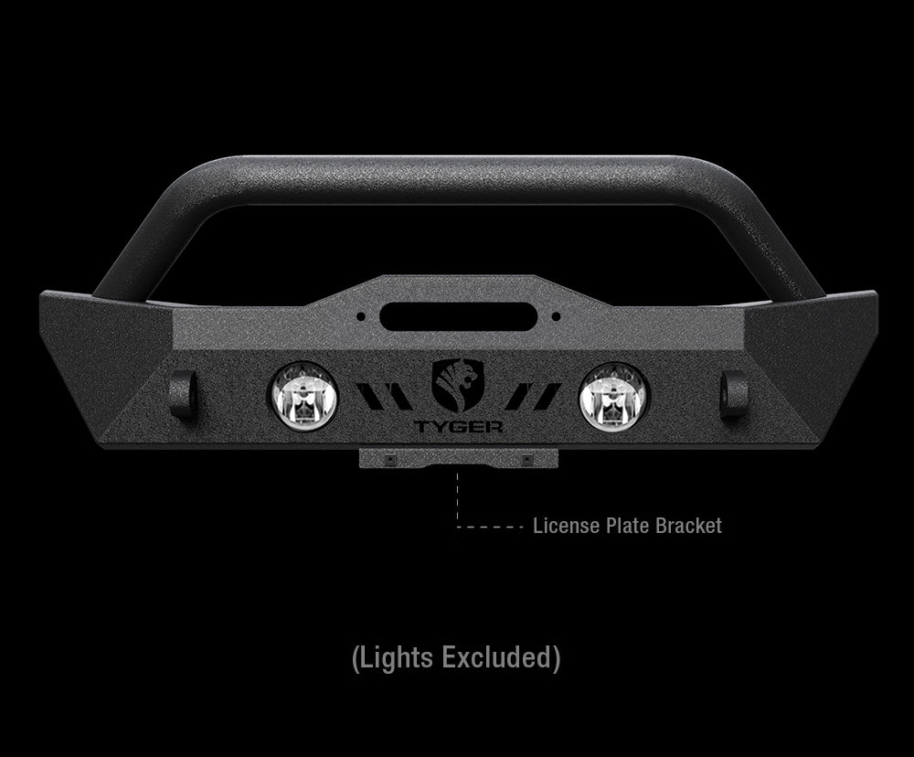 Tyger Auto, Tyger Fury Front Bumper Jeep Wrangler JK (07-18) JL (18-21) [Short Stubby] Textured Black