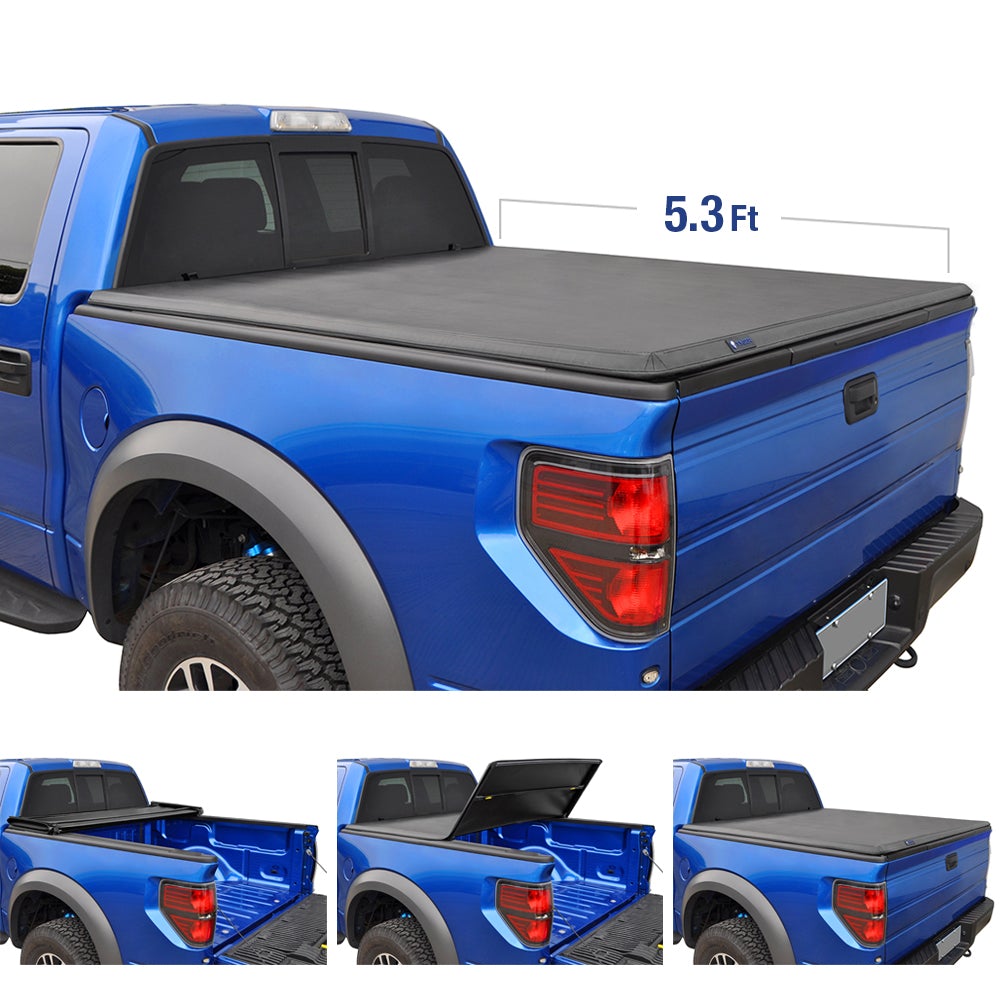 Tyger Auto, Tyger Tonneau Cover Mitsubishi Raider [5'4" Bed] Fleetside (2006-2008) T3 Soft Tri-Fold