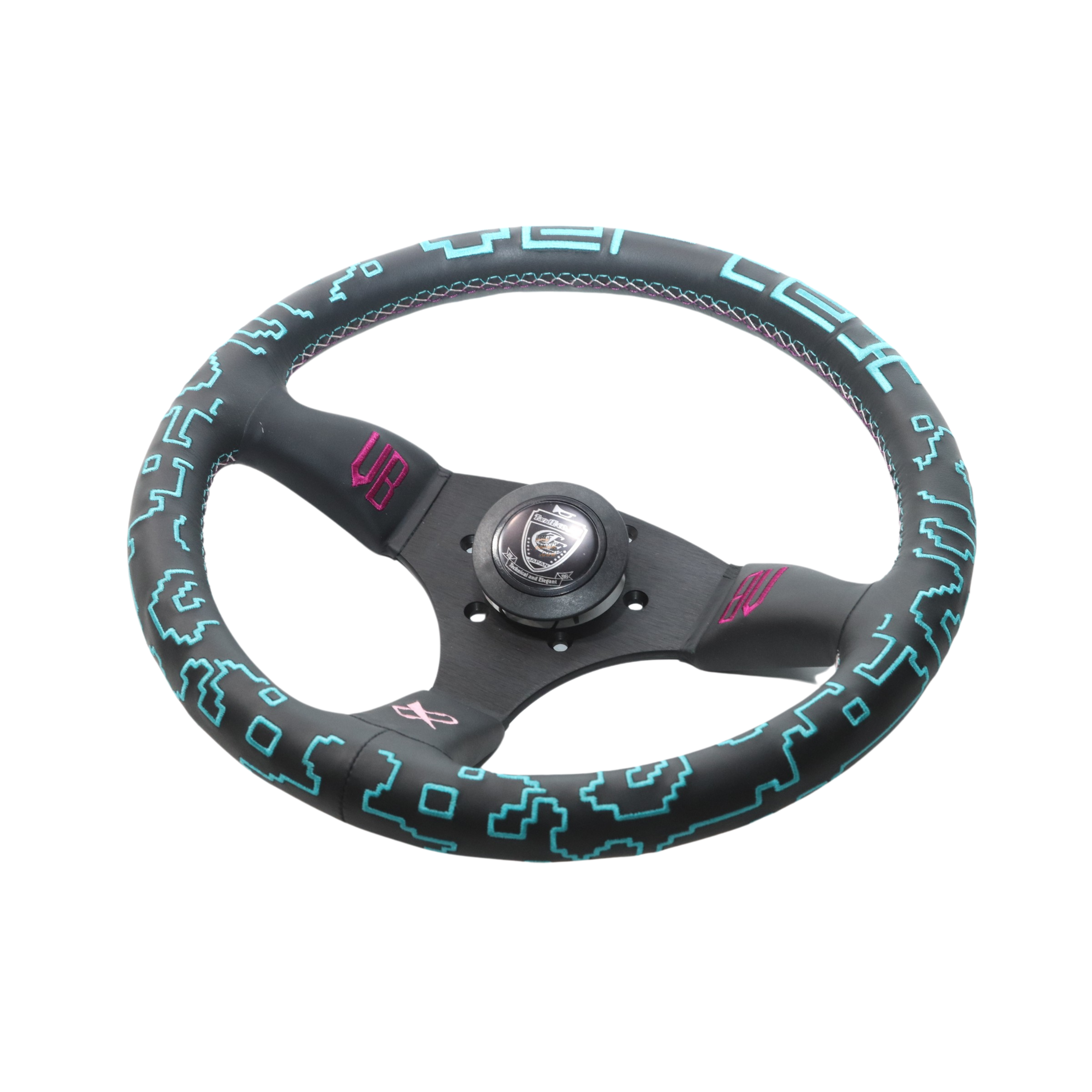 Vertex, Vertex Deep Dish Steering Wheel (Bowz Collaboration 330mmx60mm) Black Leather