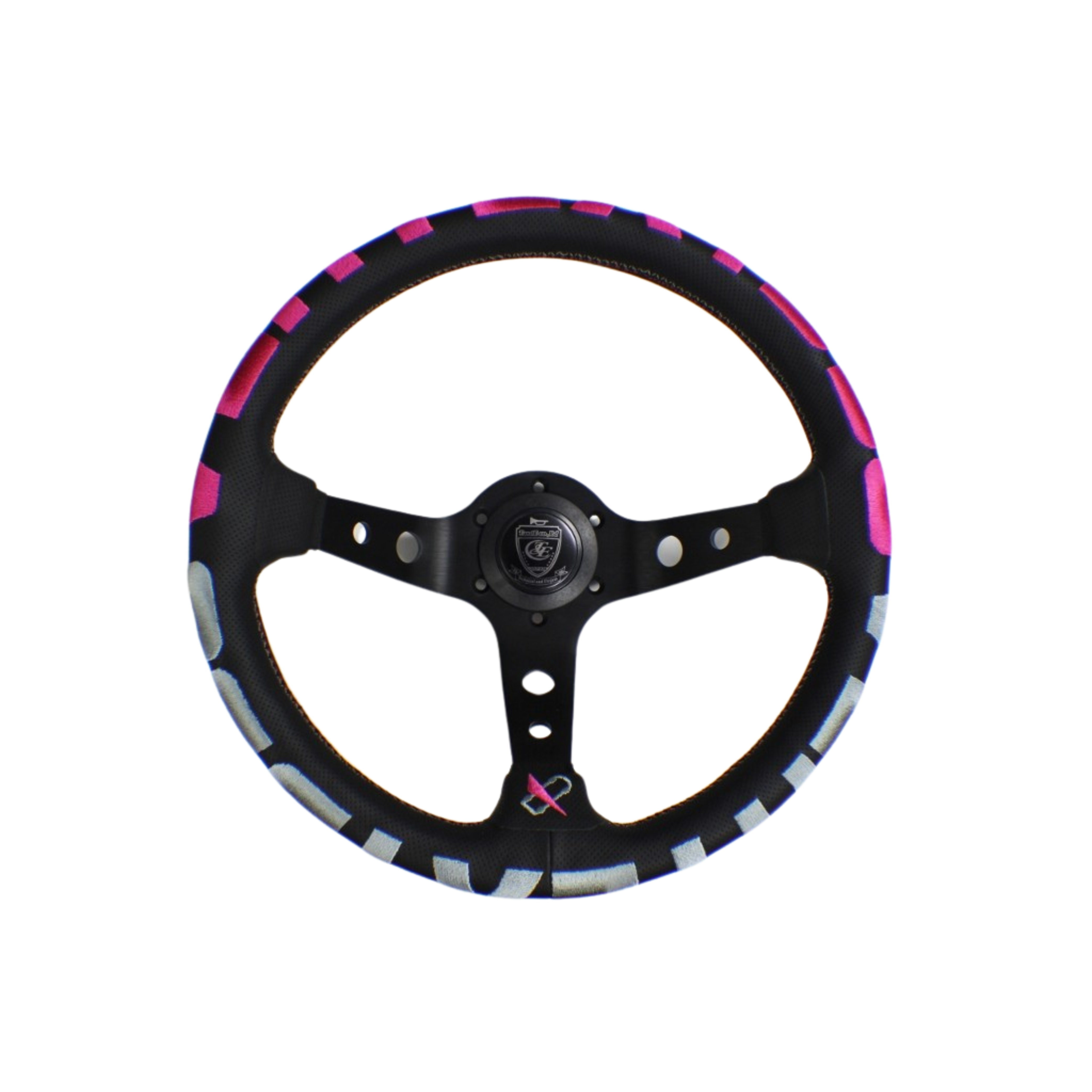 Vertex, Vertex Deep Dished Leather Steering Wheel (1996 350mmx90mm) Green or Pink