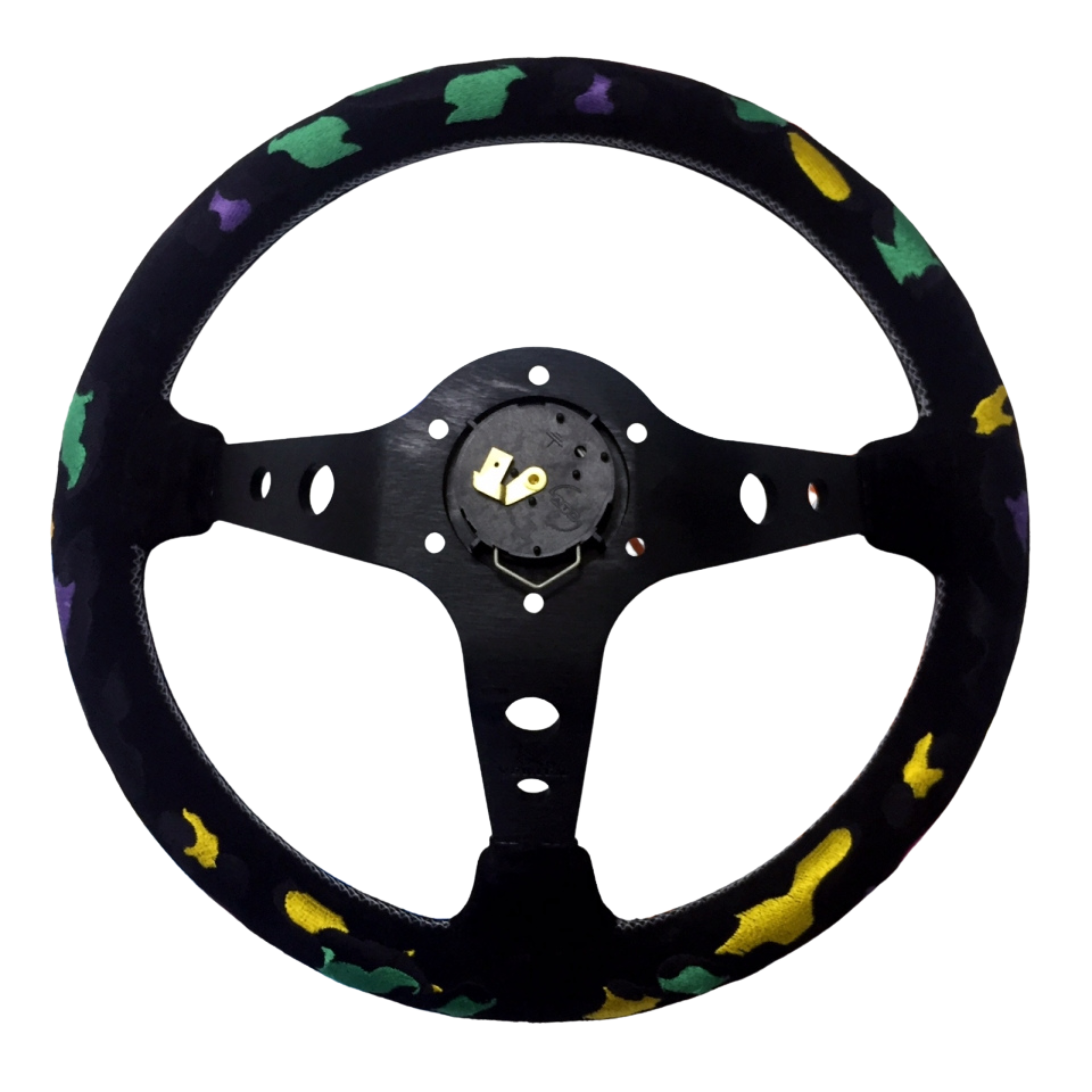 Vertex, Vertex Deep Dished Steering Wheel (Leopard 330mmx90mm) Black Suede