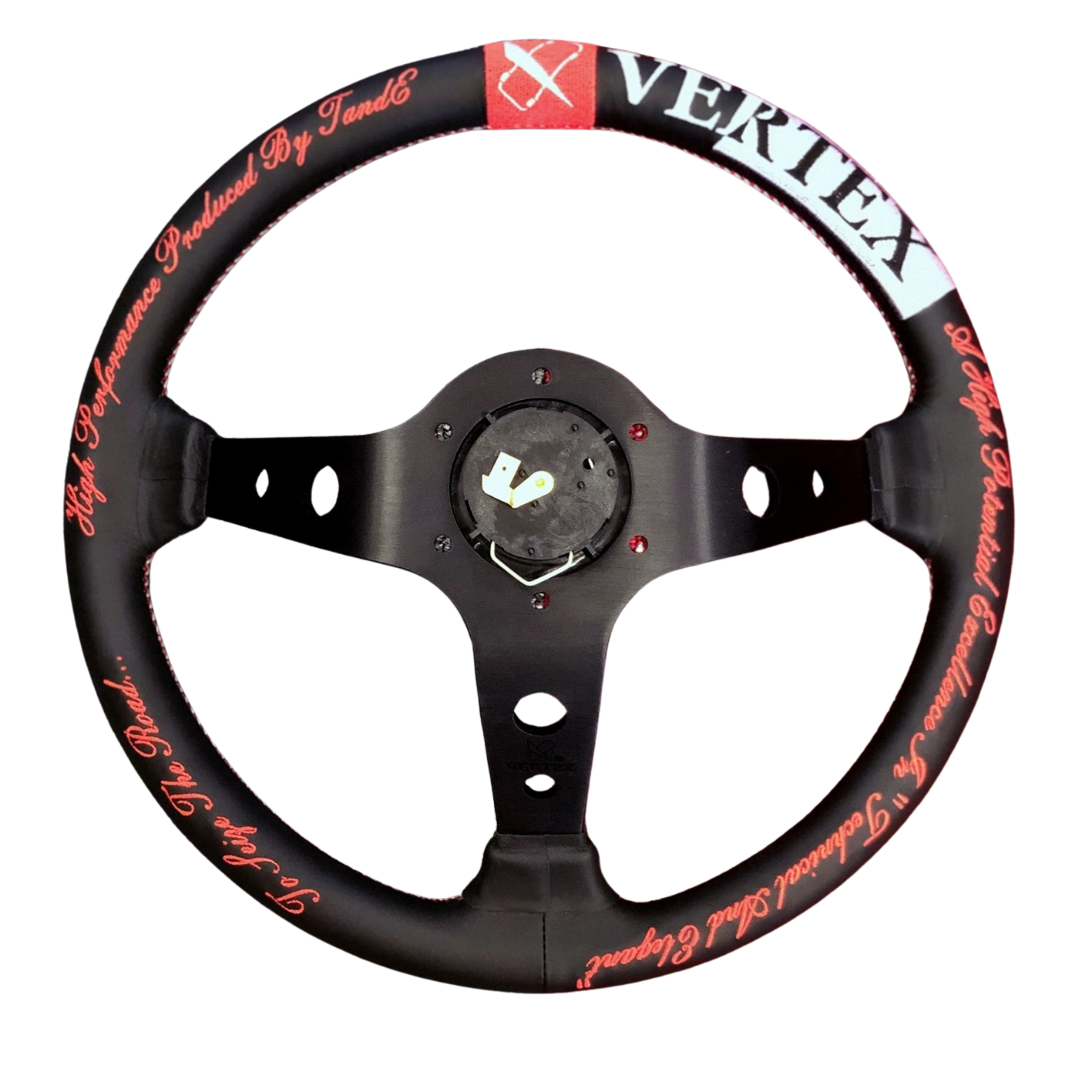 Vertex, Vertex Deep Dished Steering Wheel (Seize the Road 330mmx90mm) Black Leather