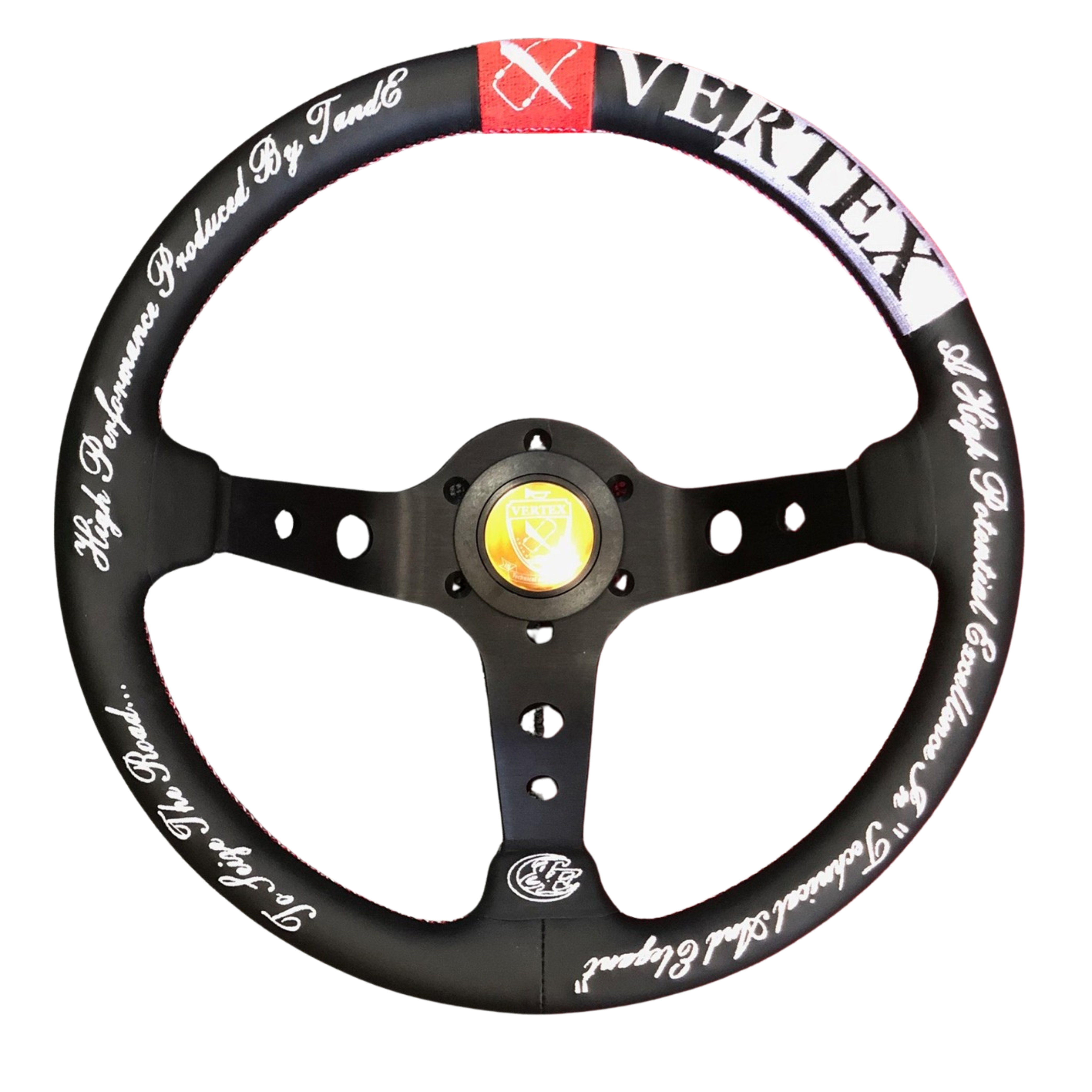 Vertex, Vertex Deep Dished Steering Wheel (Seize the Road 330mmx90mm) Black Leather