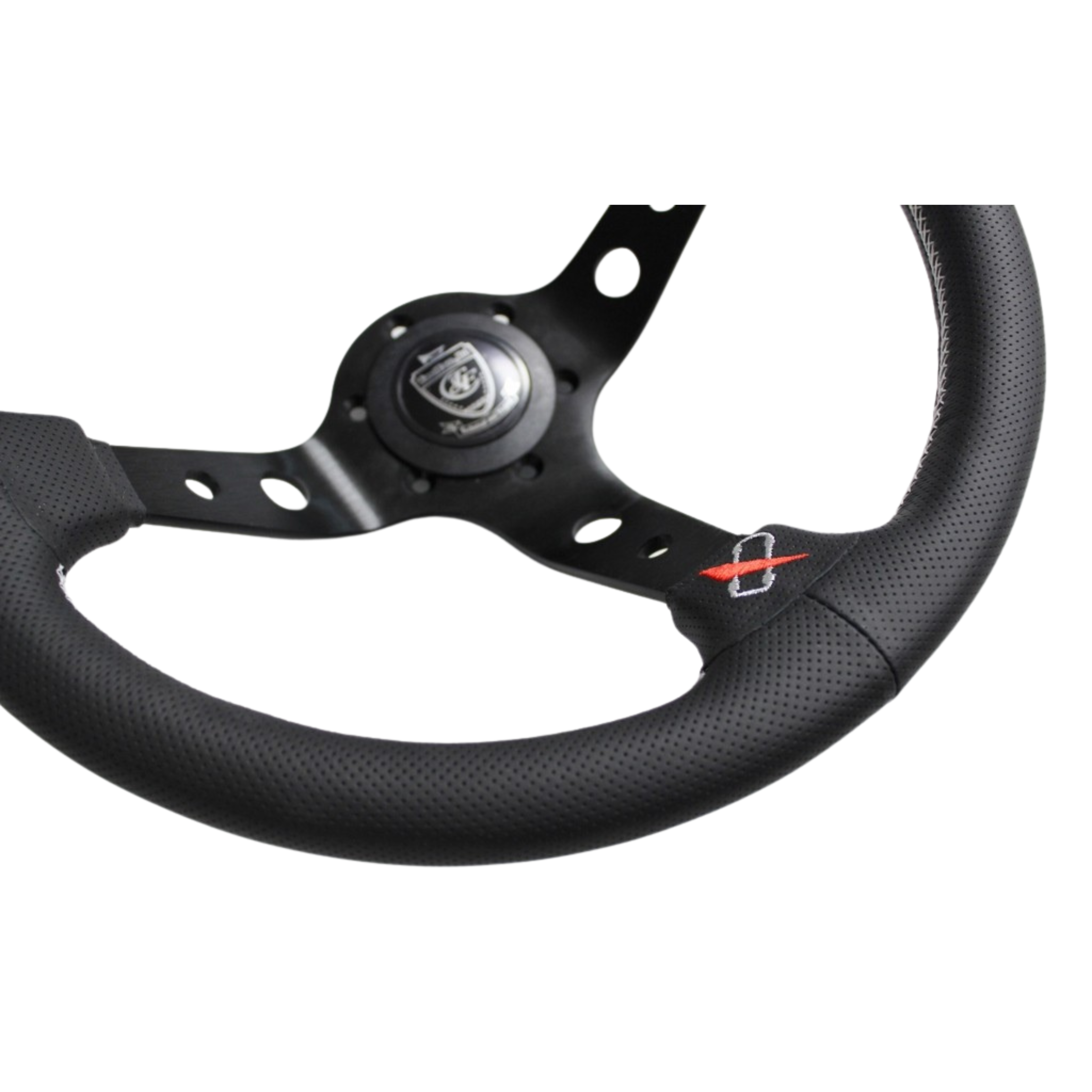 Vertex, Vertex Leather Steering Wheel (Checker 350mmx90mm) Deep Dished