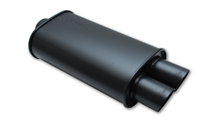 Vibrant Performance, Vibrant Flat Black Oval Muffler (2.5" Inlet / 3" Dual Tips) 1148