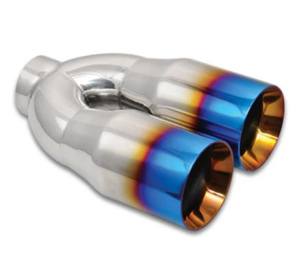 Vibrant Performance, Vibrant Weld-On Exhaust Tips (Dual 3.5" Round Titanium Burnt Blue - Stainless) 1339B