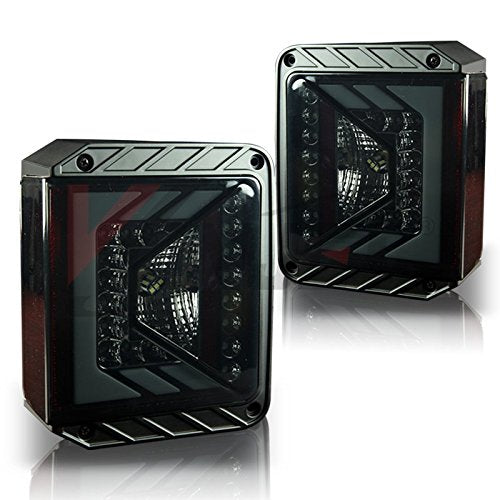 Winjet, Winjet LED Tail Lights Jeep Wrangler (2007-2016) Gloss Black / Red / Smoke