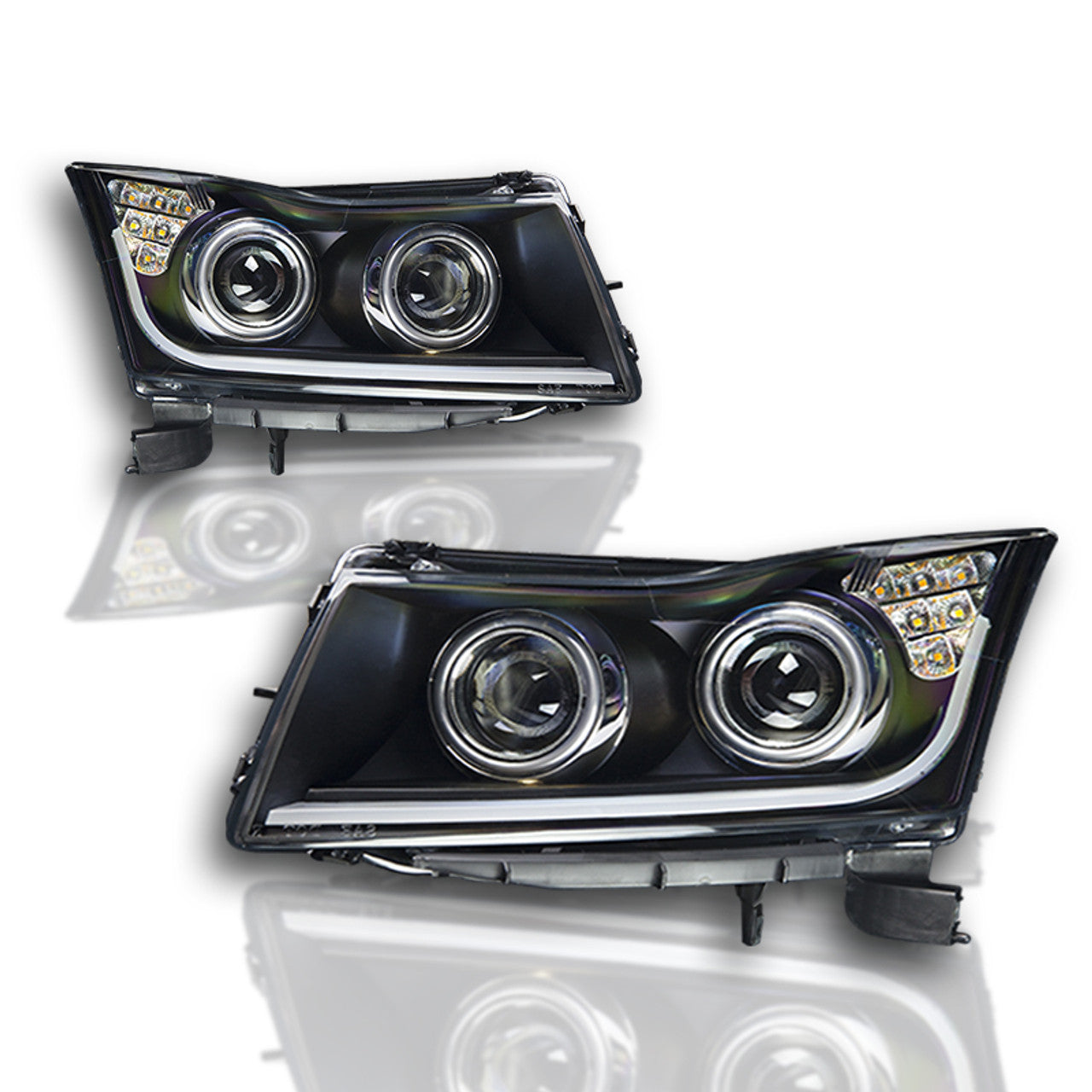 Winjet, Winjet Projector Headlights Chevy Cruze (2011-2016) Black Housing w/ Clear Lens