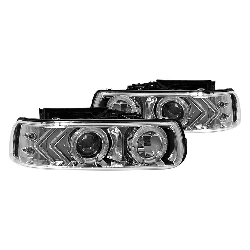 Winjet, Winjet Projector Headlights Chevy Silverado (1999-2002) Halo LED - Black or Chrome