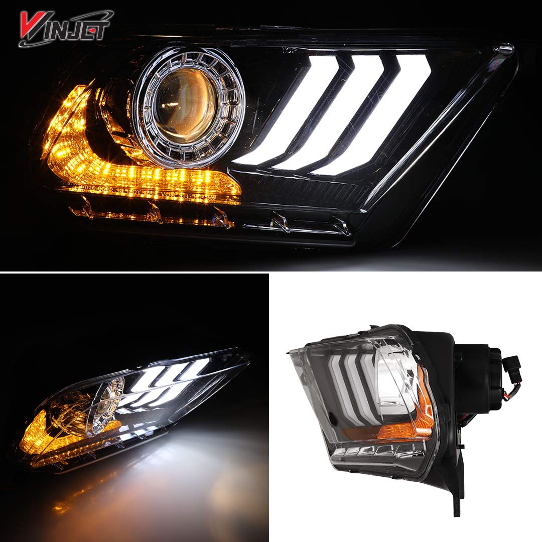 Winjet, Winjet Projector Headlights Ford Mustang (2010-2014) Sequential - DRL - Black