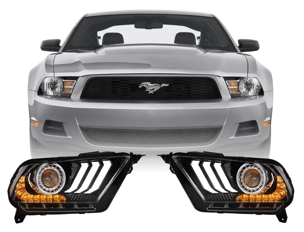 Winjet, Winjet Projector Headlights Ford Mustang (2010-2014) Sequential - DRL - Black