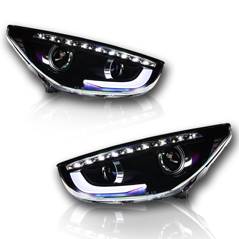 Winjet, Winjet Projector Headlights Hyundai Tuscon (2010-2013) DRL LED - Black