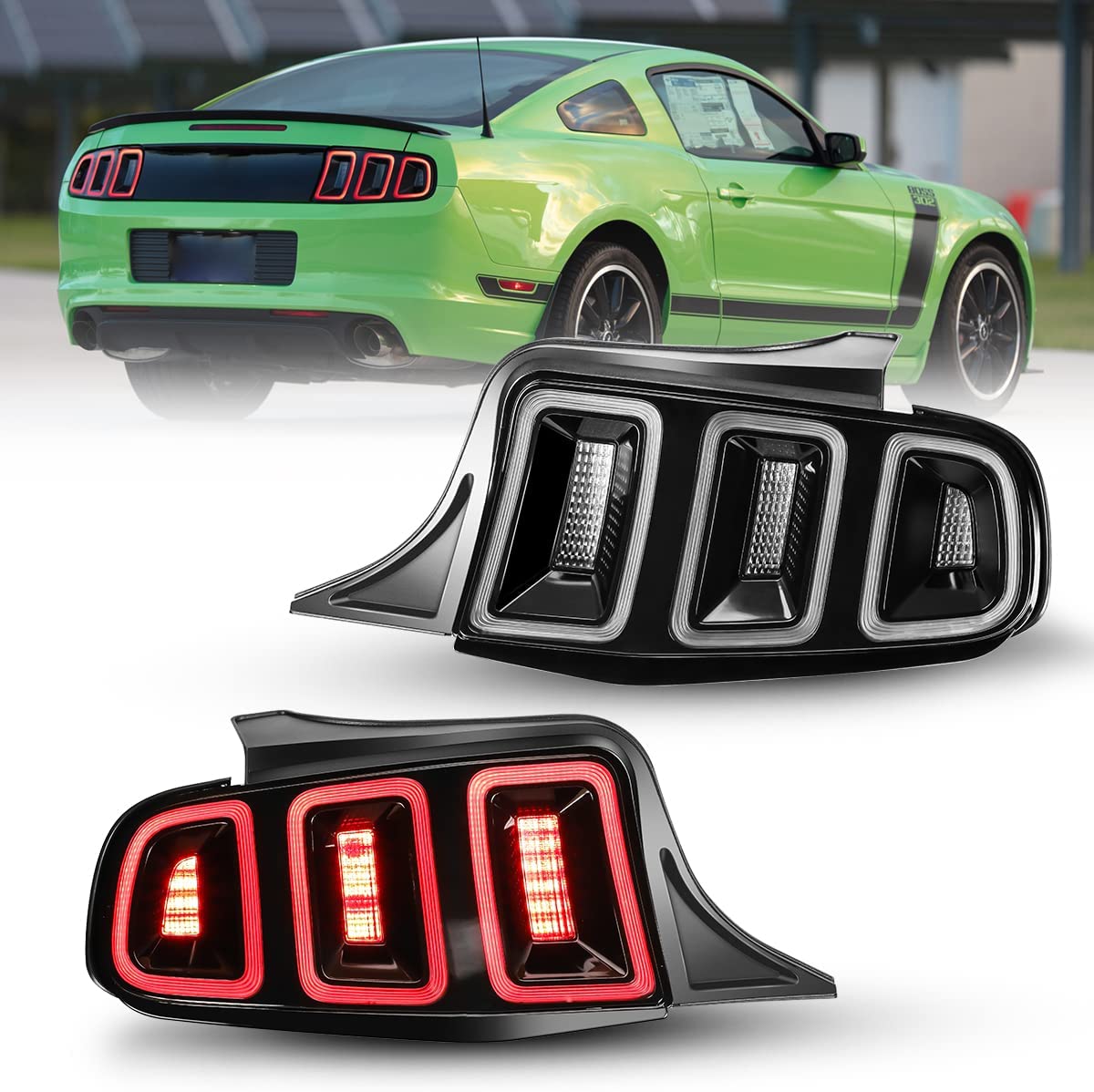 Winjet, Winjet Renegade LED Tail Lights Ford Mustang (10-14) w/ LED Lightbars & Sequential Turn Signals