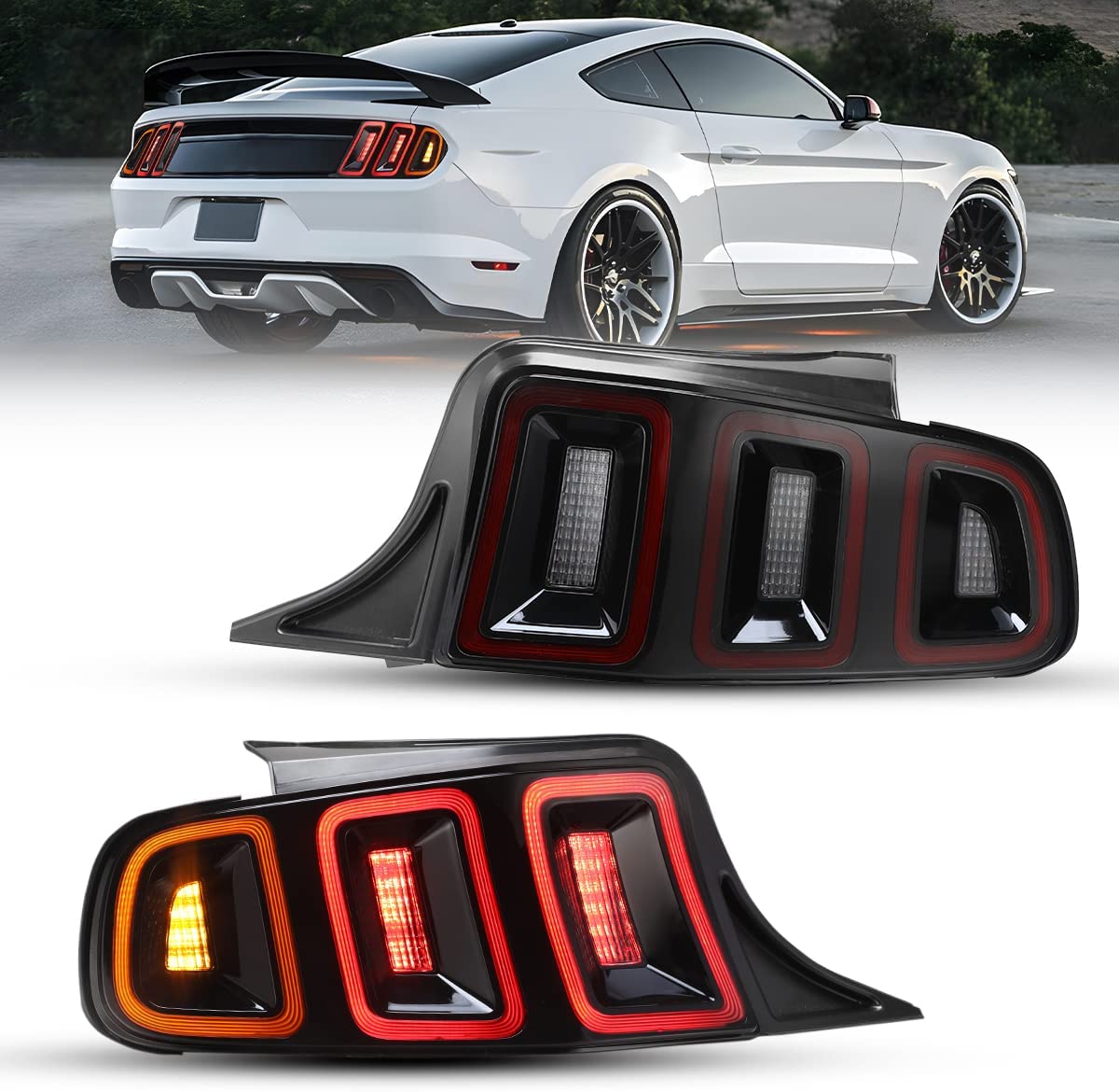 Winjet, Winjet Renegade LED Tail Lights Ford Mustang (10-14) w/ LED Lightbars & Sequential Turn Signals