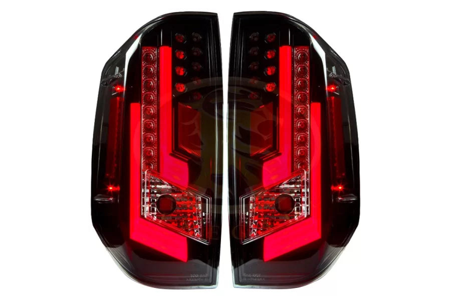 Winjet, Winjet Renegade LED Tail Lights Toyota Tundra (14-20) Gloss Back / Clear & Red Glow Bar