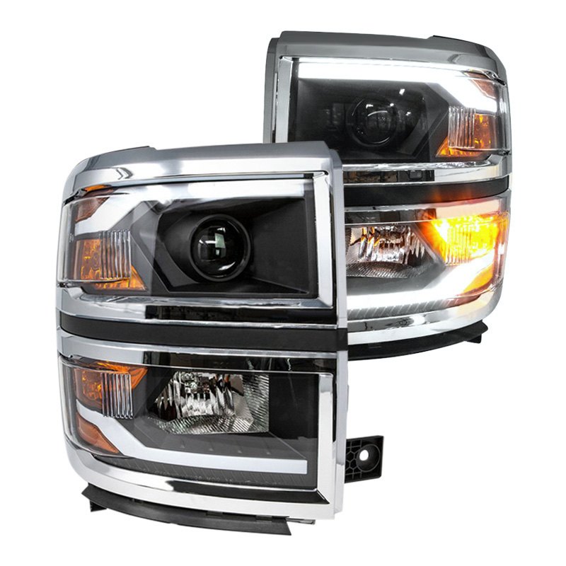 Winjet, Winjet Renegade Projector Headlights Chevy Silverado (14-15) w/ LED Switchback Sequential DRL Light Bar