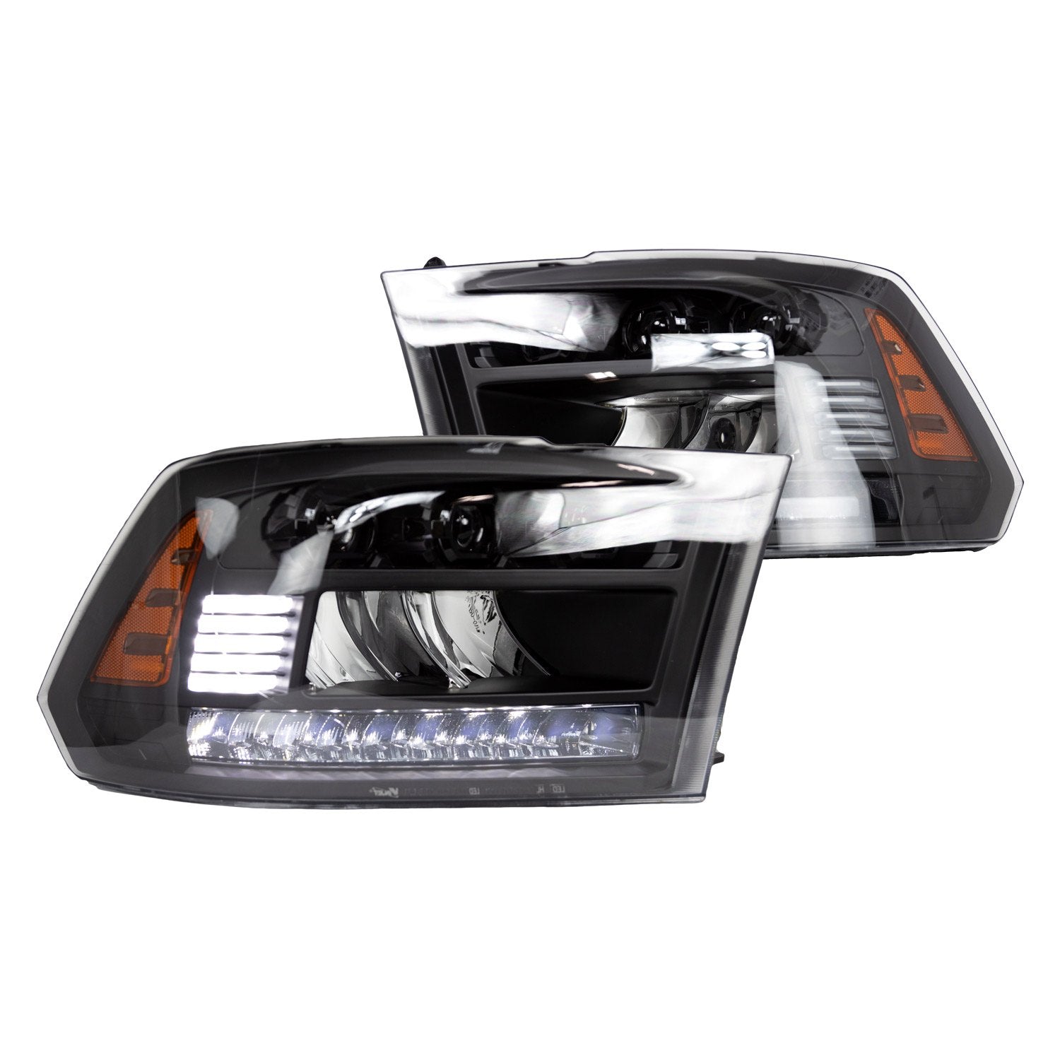 Winjet, Winjet Renegade Projector Headlights Dodge Ram (13-18) Full LED w/ LED Sequential DRL Light Bar