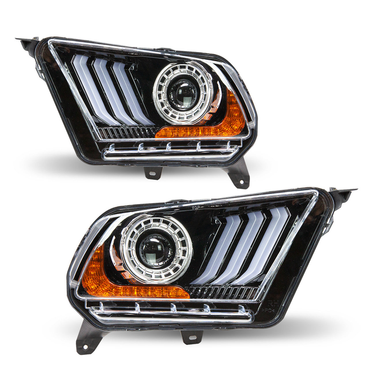 Winjet, Winjet Renegade Projector Headlights Ford Mustang Halogen Model (10-14) w/ LED Switchback Sequential DRL Light Bar