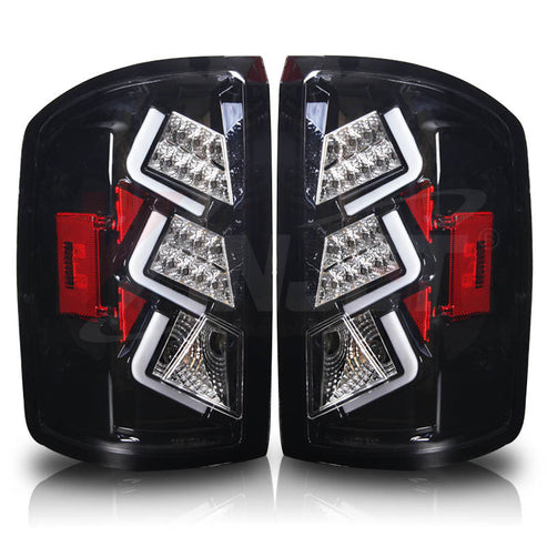 Winjet, Winjet Tail Lights GMC Sierra (2014-2018) Gloss Black / Clear or Black / Smoke