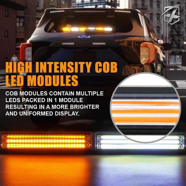 Xprite USA, Xprite 35" G1 Warrant Series Traffic Advisor COB LED Strobe Light Bar - Red-Blue/White-Amber/Amber