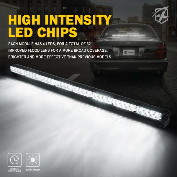 Xprite USA, Xprite 35.5" G2 LED Traffic Advisor Strobe Light Bar with Suction Cup Brackets - White/Amber/Red-Blue/Combo