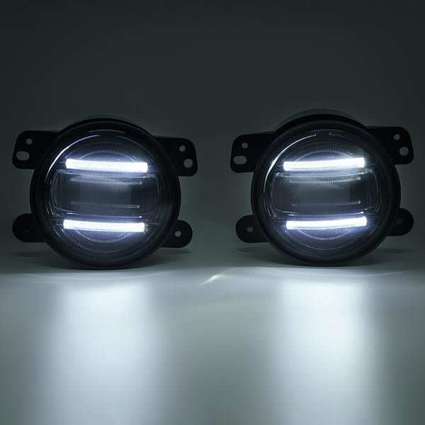 Xprite USA, Xprite 4" 60W CREE LED Fog Lights Land Rover Defender 90/110 with DRL - FL-R4IN-G2-DRL-W