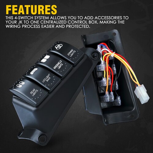 Xprite USA, Xprite 4 Rocker Switch Pod Control System Jeep JK & JKU (07-18) CS-4SWITCH-G1