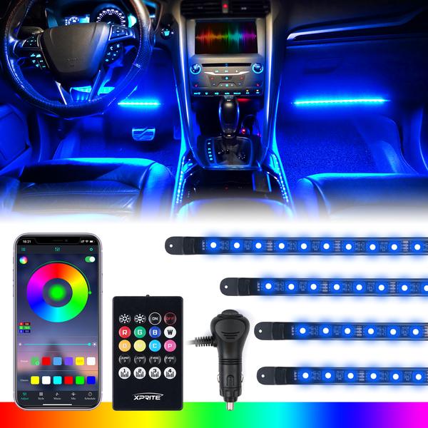 Xprite USA, Xprite 4PC Celestial Series Bluetooth and Remote Control RGB LED Interior Car Light Set - DL-IL-G4