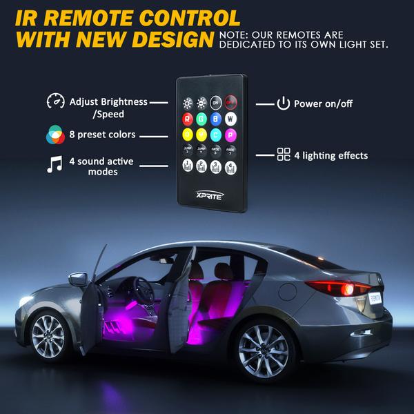 Xprite USA, Xprite 4PC Celestial Series Interior RGB LED Car Light Set w/ Remote Control - DL-IL-G2