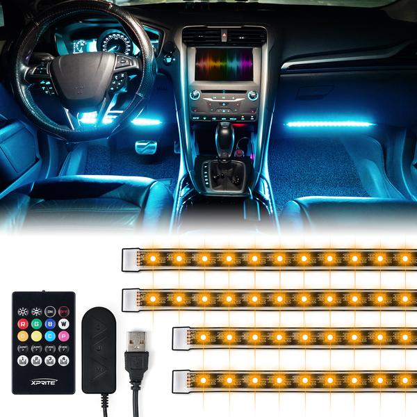 Xprite USA, Xprite 4PC Celestial Series Interior RGB LED Car Light Set w/ Remote Control (USB Powered) DL-IL-G1