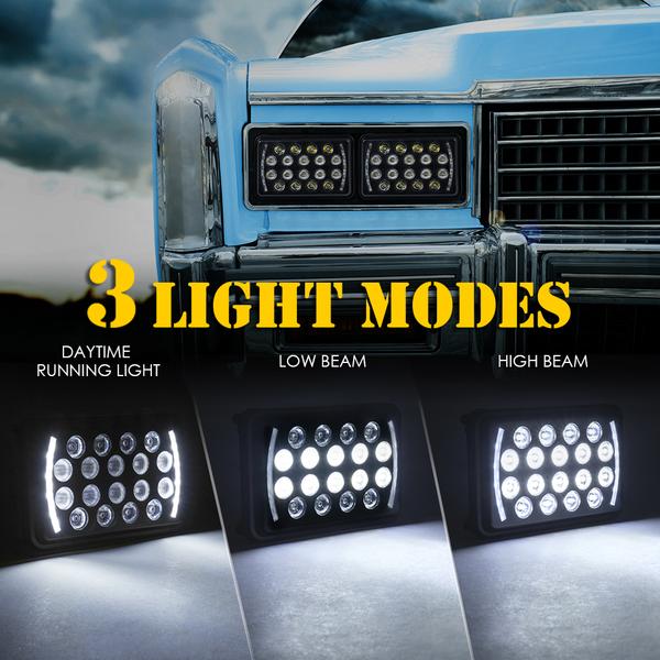 Xprite USA, Xprite 4x6" LED Headlights Insight Series with High/Low Beam and DRL - 1pc / 2pc