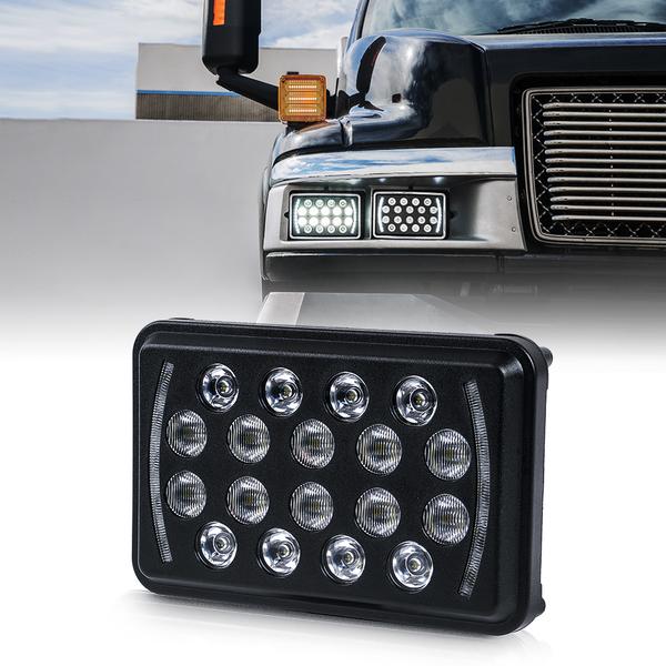 Xprite USA, Xprite 4x6" LED Headlights Insight Series with High/Low Beam and DRL - 1pc / 2pc