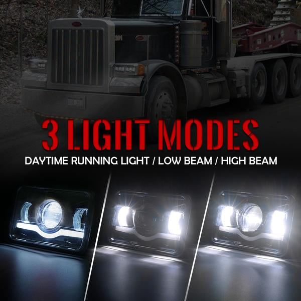 Xprite USA, Xprite 6100 Evolution 4x6" CREE LED Headlight (Black) with Sunrise Type DRL - 1pc / 2pc / 4pc