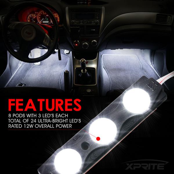 Xprite USA, Xprite 8 LED Rock Light Pods Truck Bed Lighting Kit w/ Switch - Blue/Green/Purple/Pink/Red/White/Yellow