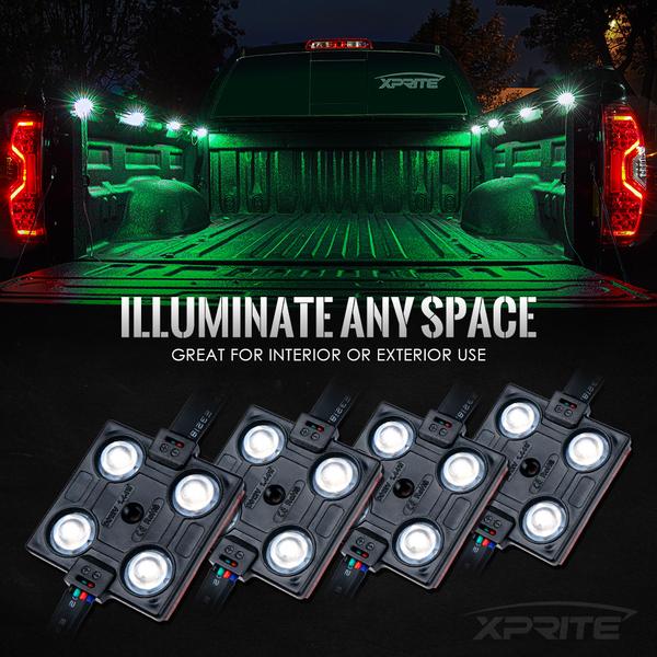 Xprite USA, Xprite 8 RGB LED Light Pod Set w/ Remote Control - DL-L4-RC-RGB