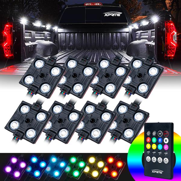 Xprite USA, Xprite 8 RGB LED Light Pod Set w/ Remote Control - DL-L4-RC-RGB