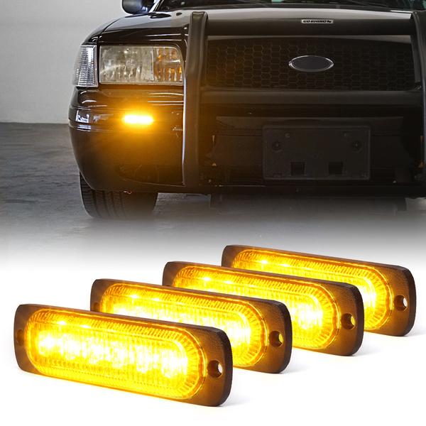 Xprite USA, Xprite Alert 6 Series 6W Flush Mount Side Marker Emergency Strobe Light - White-Amber/Amber