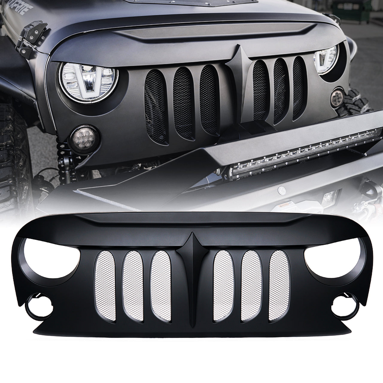 Xprite USA, Xprite Beast Grill Jeep Wrangler JK (07-18) w Removable Steel Mesh