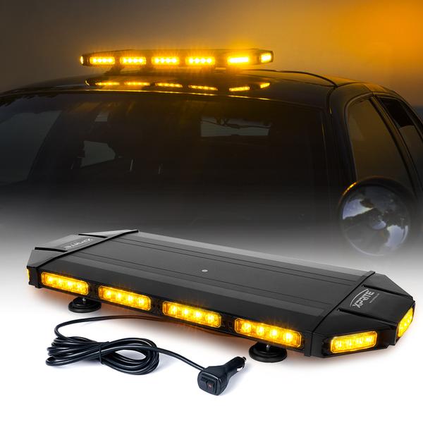 Xprite USA, Xprite Black Hawk 27" Professional LED Stealth Low Profile Roof Top Strobe Light Bar - Amber/White-Amber/Mixed/Blue