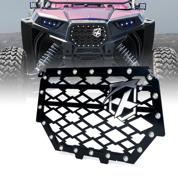 Xprite USA, Xprite Black Steel Mesh Grille Polaris RZR/900/S/1000 XP (2014-2018) with Badge - UTV-PG-G1