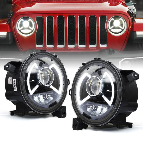 Xprite USA, Xprite Headlights Jeep Wrangler JL / Gladiator JT (2018-2023) X-Pro CREE LED Dark Bat Series w/ DRL