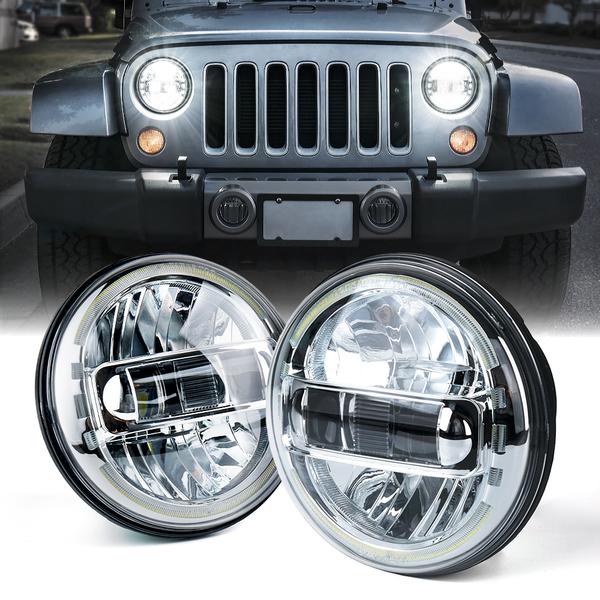 Xprite USA, Xprite  LED Headlights AM General Hummer (1992-2001) H1/H2 (2003-2009) w/ Halo DRL - Black / Chrome