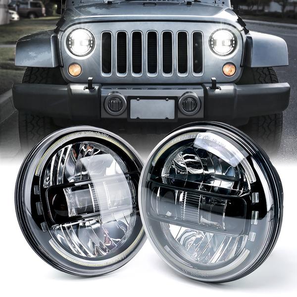 Xprite USA, Xprite  LED Headlights AM General Hummer (1992-2001) H1/H2 (2003-2009) w/ Halo DRL - Black / Chrome