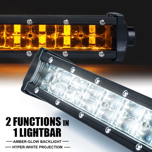 Xprite USA, Xprite  LED Light Bar with Amber Backlight (Double Row) Sunrise Series - 8"/9.5"/14"/22"/32"/42"/50" Curved/50"