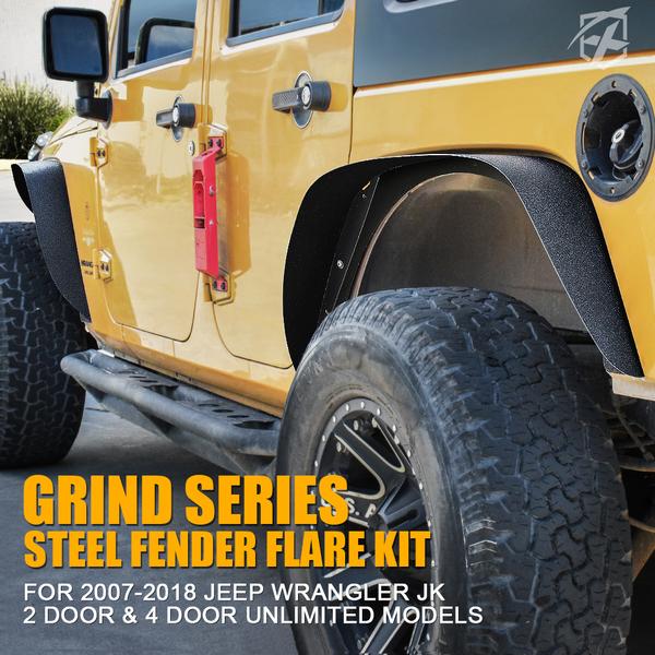 Xprite USA, Xprite Steel Fender Flare Kit Jeep Wrangler JK (2007-2018) Grind Series - ZS-0120-JK-G1