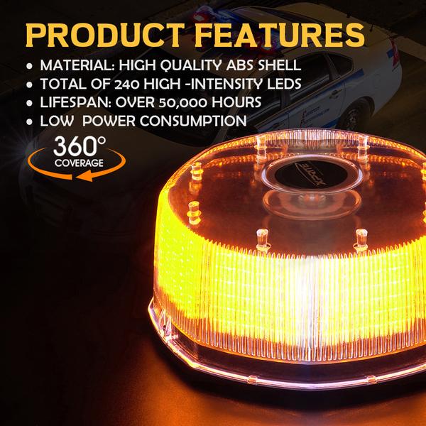 Xprite USA, Xprite Sun Beam Series 240 LED High Intensity Strobe and Rotating Light Beacon - Red-Blue/White-Amber/Amber