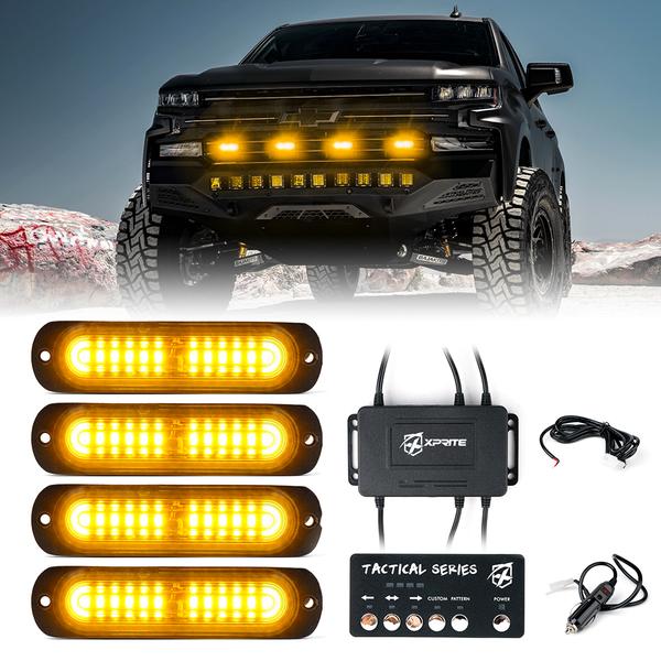 Xprite USA, Xprite Tactical 12 Series LED Marker Strobe Lights (set of 4) White-Amber / Amber